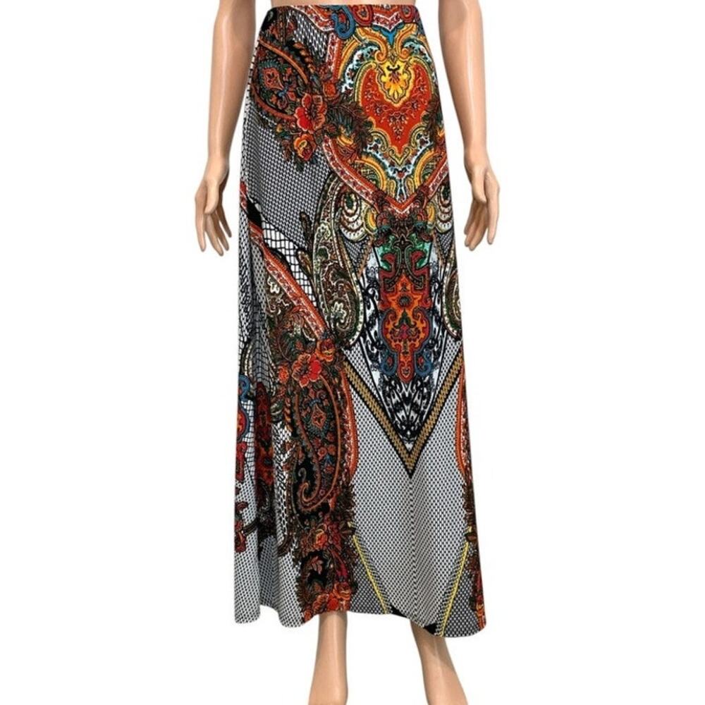 ECI New York XL paisley floral stretch pull on maxi skirt SK2 3394